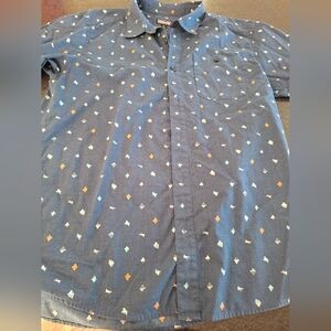 Men's Blue Patterned Patagonia Button Up Shirt, Size Medium